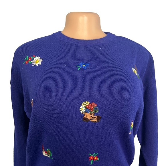 3/$30 🍂 Meister Vintage Purple Knit Embroidered Cottage Core Sweater - Picture 5 of 7